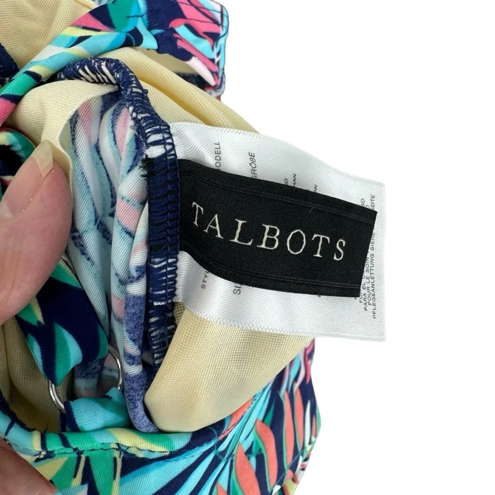 *Women’s Talbots 6 Two-Piece Green/Blue/Punk Tropical Print Tankini Bathing Suit